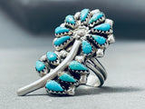 Flower Turquoise Vintage Native American Navajo Sterling Silver Ring