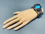Impressive Vintage Native American Navajo Blue Diamond Turquoise Sterling Silver Bracelet-Nativo Arts