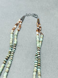 Stunning Native American Navajo Green Turquoise Heishi Sterling Silver Necklace-Nativo Arts
