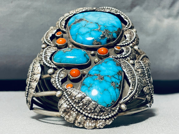 The Best Vintage Native American Navajo Blue Thunder Turquoise Sterling Silver Bracelet-Nativo Arts