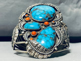 The Best Vintage Native American Navajo Blue Thunder Turquoise Sterling Silver Bracelet-Nativo Arts