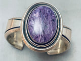 One Of The Best Vintage Native American Navajo Charoite Sterling Silver Bracelet-Nativo Arts