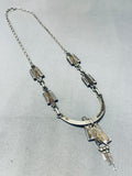 One Of The Coolest Vintage Native American Navajo Turquoise Inlay Sterling Silver Necklace-Nativo Arts