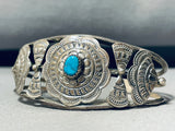 Concho Belt For Wrist! Vintage Native American Navajo Turquoise Sterling Silver Bracelet-Nativo Arts
