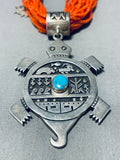 The Best Joe Coriz Santo Domingo Coral Sterling Silver Turtle Necklace-Nativo Arts