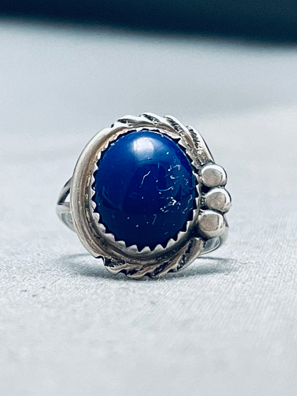 Rare Domed Lapis Vintage Native American Navajo Sterling Silver Ring Old-Nativo Arts