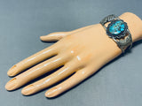 Exceptional Vintage Native American Navajo Spiderweb Turquoise Sterling Silver Bracelet-Nativo Arts