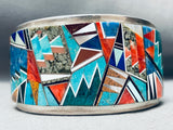 6.5 Inch Wrist Vintage Native American Navajo Tommy Jackson Inlay Sterling Silver Bracelet-Nativo Arts