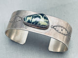 One Of The Most Unique Vintage Native American Navajo Green Turquoise Sterling Silver Bracelet-Nativo Arts