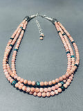 Eye Catching Native American Navajo Pink Rounded Stone Sterling Silver Necklace-Nativo Arts