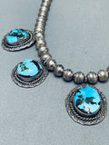 Gorgeous Vintage Native American Navajo Turquoise Sterling Silver Necklace Old-Nativo Arts
