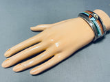 6 Inch Wrist Best Vintage Native American Zuni Don Dewa Inlay Sterling Silver Turquoise Bracelet-Nativo Arts
