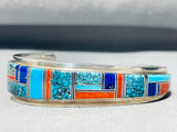 Wil Yazzie Vintage Native American Navajo 6' Wrist Sterling Silver Inlay Turquoise Bracelet-Nativo Arts