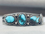 1930's Rare Ingot Silver 999 Vintage Native American Navajo Morenci Turquoise Bracelet-Nativo Arts