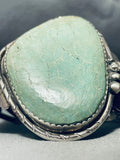 Rare Light Green Vintage Native American Navajo Turquoise Sterling Silver Bracelet-Nativo Arts