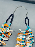 One Of The Biggest Best Vintage Navajo Shell Turquoise Necklace-Nativo Arts