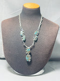 One Of The Finest Vintage Native American Zuni Turquoise Sterling Silver Necklace-Nativo Arts