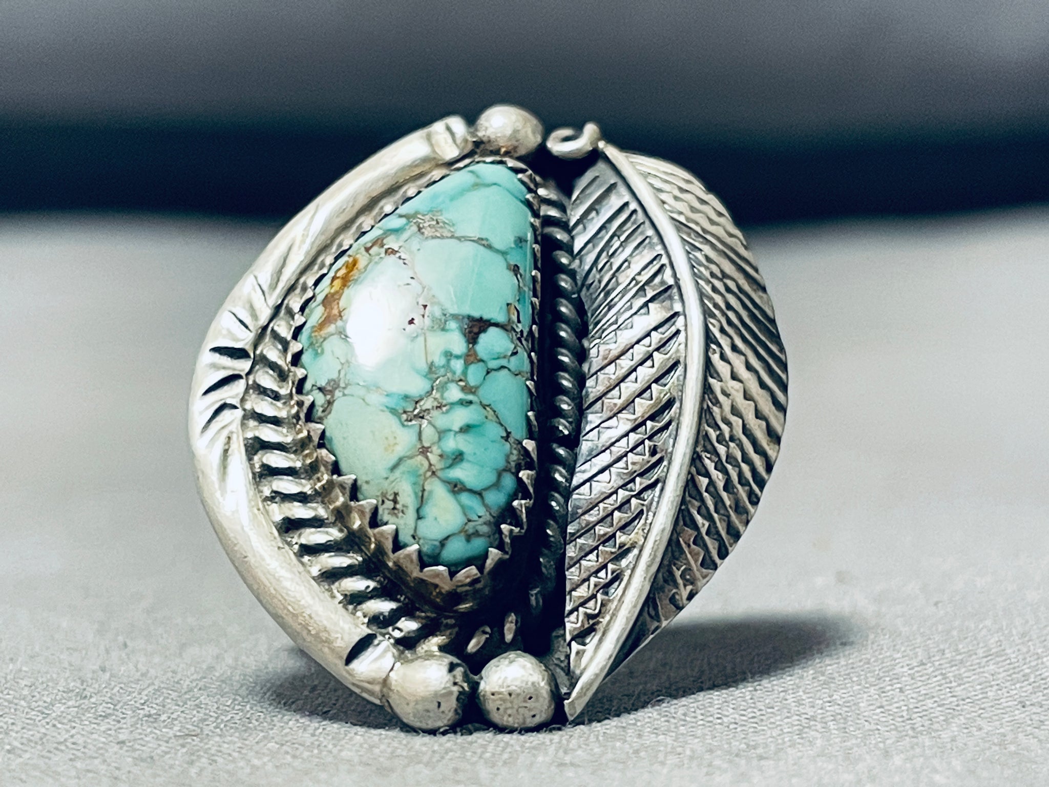 Large Carico top Lake Turquoise Sterling Silver Ring