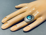 Wonderful Vintage Native American Navajo Kingman Turquoise Sterling Silver Shadowbox Ring-Nativo Arts