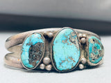 Rare Early Vintage Native American Navajo Morenci Turquoise Sterling Silver Bracelet-Nativo Arts