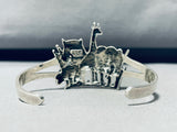 Jaguar Giraffe Rhino Vintage Sterling Silver Animal Bracelet-Nativo Arts