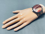 Antelope Canyon!! Vintage Native American Navajo Petrified Wood Sterling Silver Bracelet-Nativo Arts