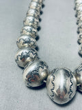 115 Grams Vintage Native American Navajo Hand Tooled Sterling Silver Bead Necklace-Nativo Arts
