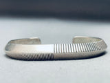 Expert Segmented Vintage Native American Navajo Sterling Silver Channcel Bracelet-Nativo Arts
