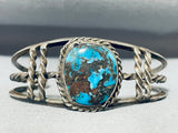 Gasp! Important Bisbee Turquoise Vintage Native American Navajo Sterling Silver Bracelet-Nativo Arts