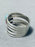Beautiful Vintage Native American Navajo Morenci Turquoise Sterling Silver 5 Rail Ring-Nativo Arts