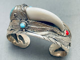 Most Unique White Bear Vintage Navajo Sterling Silver Bracelet-Nativo Arts