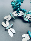 333 Gram Navajo Turquoise Butterfly Sterling Silver Squash Blossom Necklace-Nativo Arts