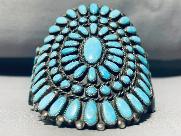 One Of The Best Vintage Native American Navajo Turquoise Sterling Silver Cluster Bracelet-Nativo Arts