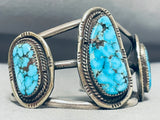 One Of The Finest Vintage Native American Navajo Blue Diamond Turquoise Sterling Silver Bracelet-Nativo Arts