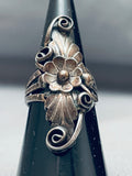 Swirling Leaf Works Vintage Native American Navajo Sterling Silver Ring-Nativo Arts