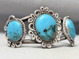 Rare Vintage Native American Navajo Morenci Turquoisde Sterling Silver Bracelet-Nativo Arts