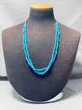Brilliant Vintage Native American Navajo Blue Gem Turquoise Sterling Silver Necklace-Nativo Arts