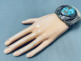 Huge Museum Quality Vintage Native American Navajo Morenci Turquoise Sterling Silver Bracelet