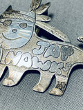 Adorable Vintage Laguna/ Native American Hopi Sterling Silver Cat Pin/ Pendant-Nativo Arts