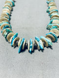 Native American Amazing Vintage Santo Domingo Kingman Turquoise, Shell Sterling Silver Necklace-Nativo Arts