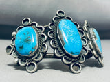 Astonishing Vintage Native American Navajo Pilot Mountain Turquoise Sterling Silver Bracelet-Nativo Arts