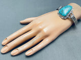 Rare Lone Mountain Turquoise Vintage Native American Navajo Sterling Silver Bracelet-Nativo Arts