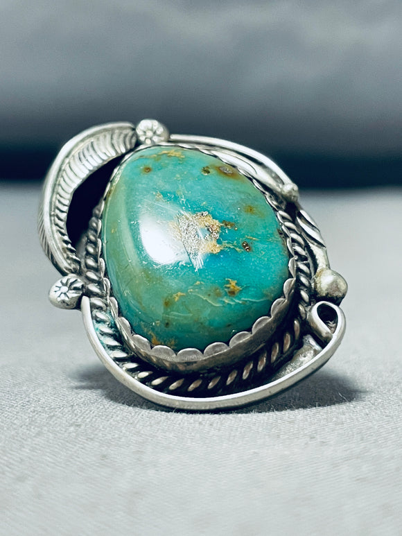 Important Vintage Native American Navajo Royston Turquoise Sterling Silver Ring Signed-Nativo Arts