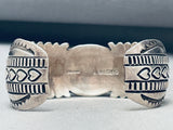 One Of The Most Detailed Vintage Native American Navajo Hand Tooled Sterling Silver Bracelet-Nativo Arts
