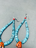 Fabulous Native American Navajo Turquoise Sterling Silver Dangle Earrings-Nativo Arts