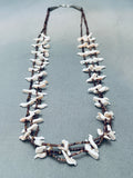 White Doves Vintage Navajo Tan Heishi Sterling Silver Necklace-Nativo Arts