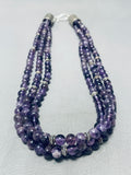 Native American Gasp! Rare Rounded Purple Amethyst Sterling Silver Tube Necklace-Nativo Arts