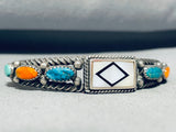 One Most Unique Coiled Vintage Native American Navajo Turquoise Inlay Sterling Silver Bracelet-Nativo Arts