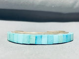 5.5 Inch Wrist Vintage Native American Navajo Turquoise Inlay Sterling Silver Bracelet-Nativo Arts