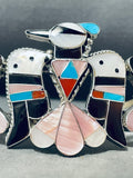 Bobby Shack Native American Zuni Turquoise Coral Jet Sterling Silver Thunderbird Bracelet-Nativo Arts